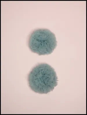 Dove Tulle Pompom Shoe Clips