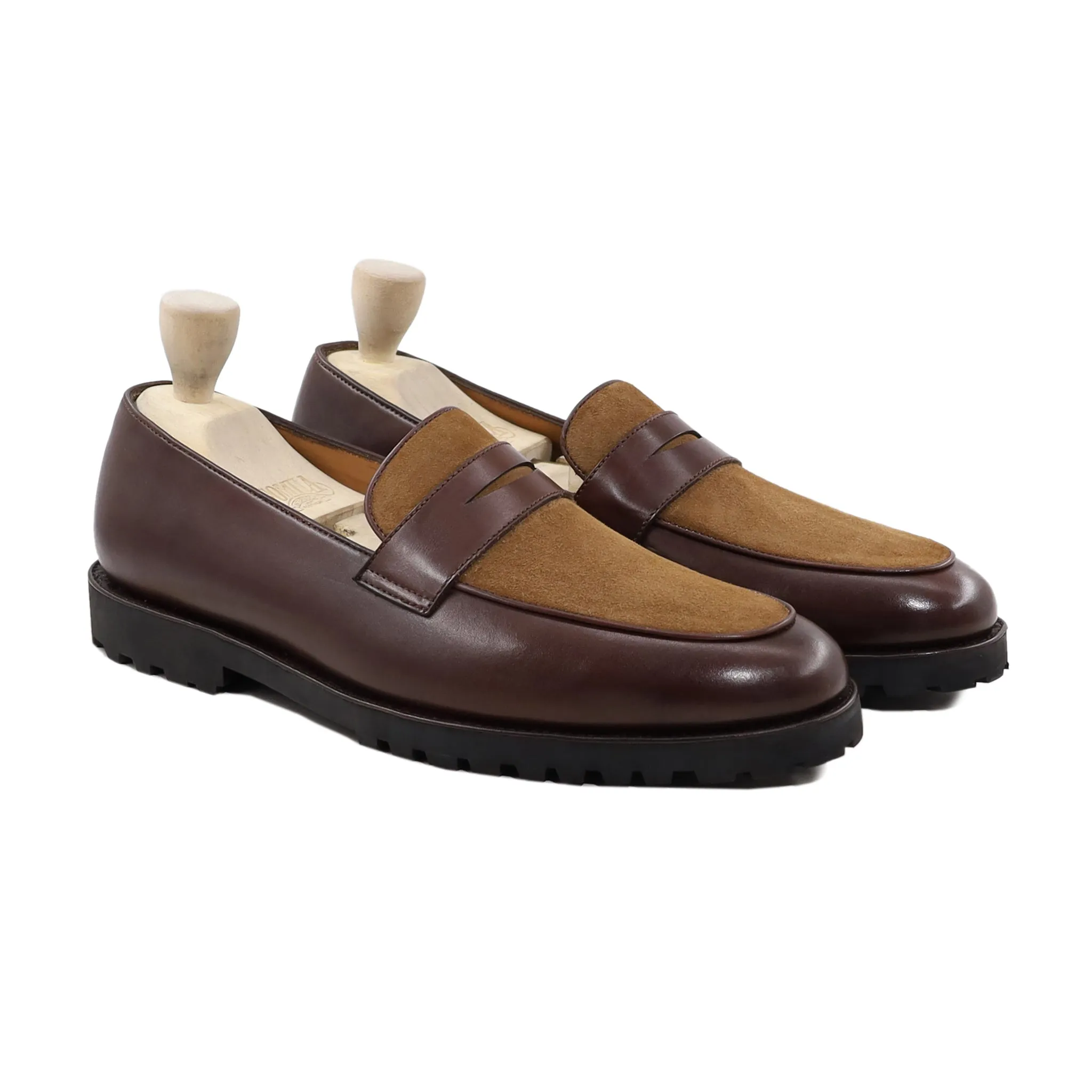 Dytox - Men's Reddish Brown Calf Leather and Kid Suede Loafer