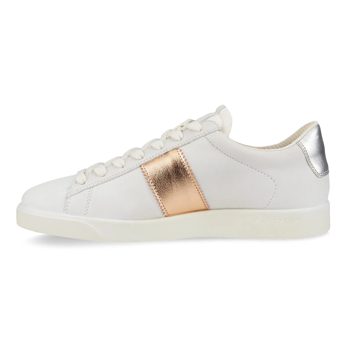 Ecco Women's Street Lite Sneaker in White Hammered Bronze Pure White Silver