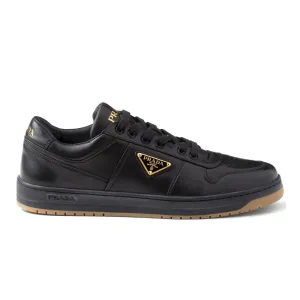 Enamel-Triangle Leather Sneakers