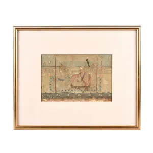 Framed Watercolour Of A Mughal Court Scene - 18th Century