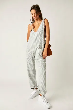 Free People High Roller Railroad Jumpsuit in Pillow Talk Stripe