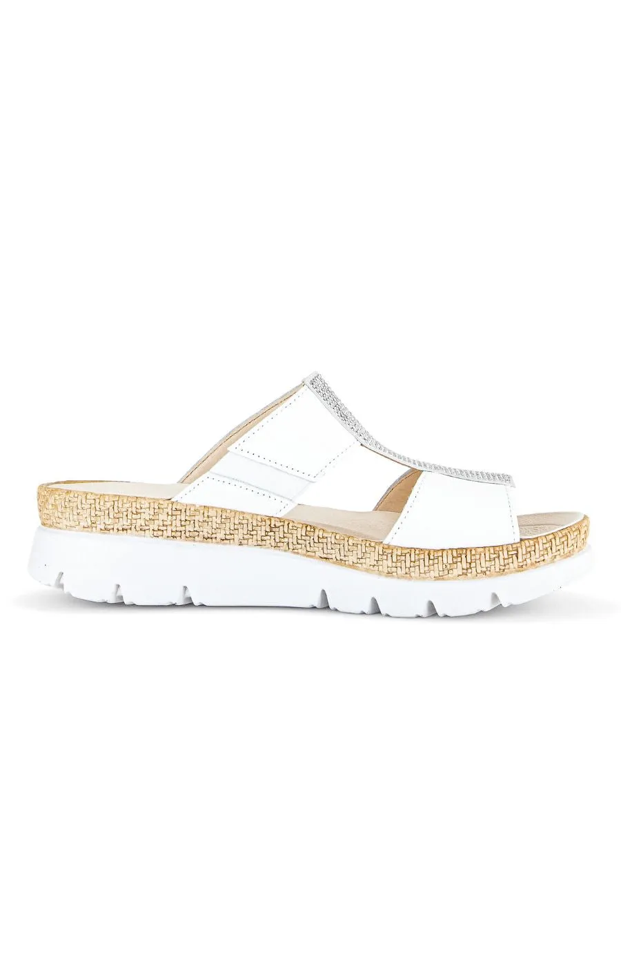 Gabor White Sparkle Slip On Sandal