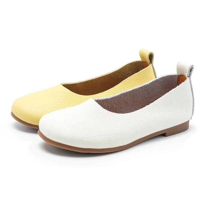 Genuine Leather Slip-on For Women Handmade Flats in 8 Colours