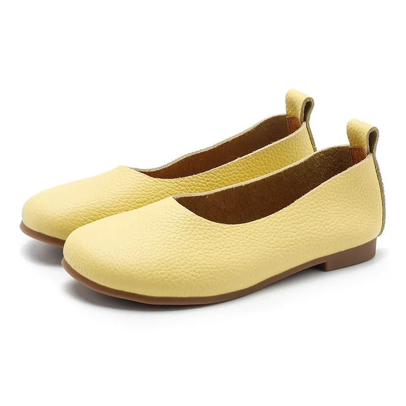 Genuine Leather Slip-on For Women Handmade Flats in 8 Colours