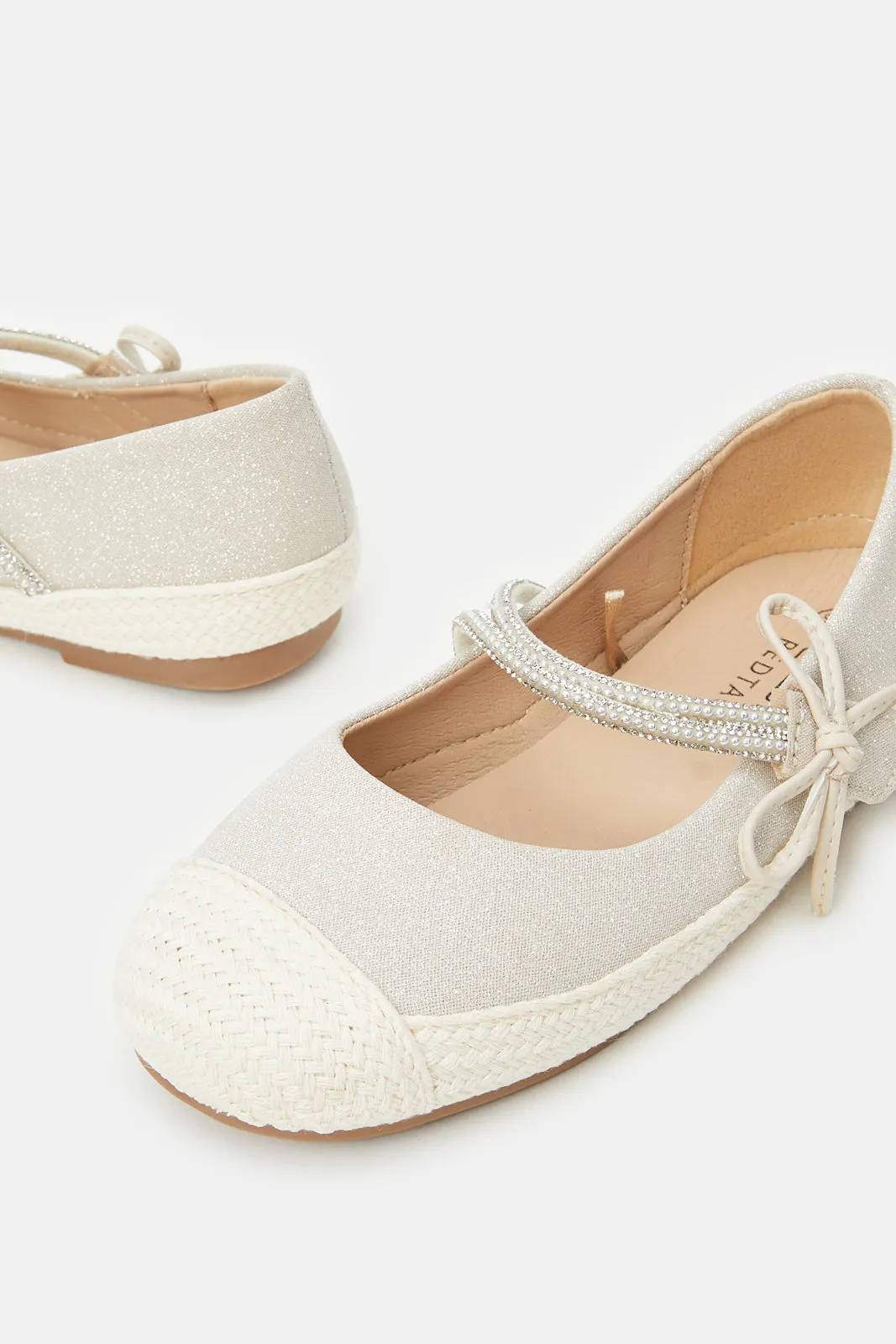 Girls Beige Velcro Espadrilles