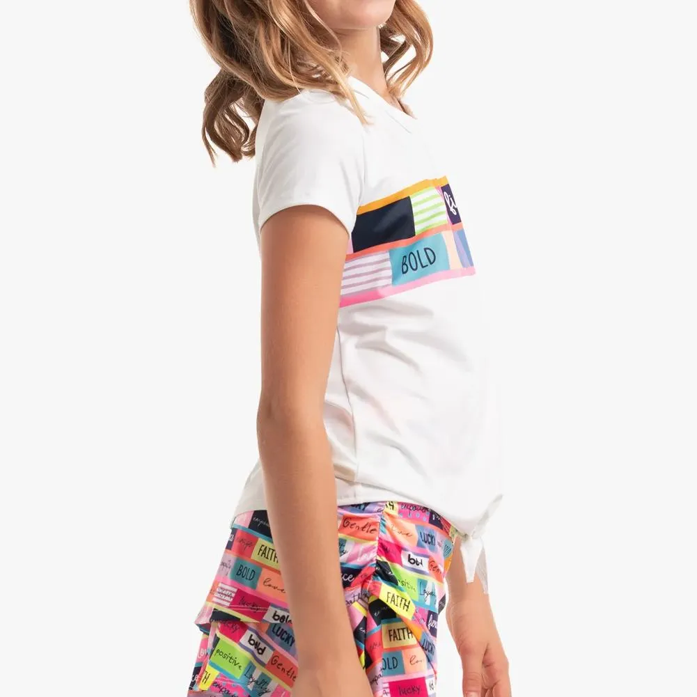 Girl's Motivate Me Short Sleeve Tennis Top Multicolor