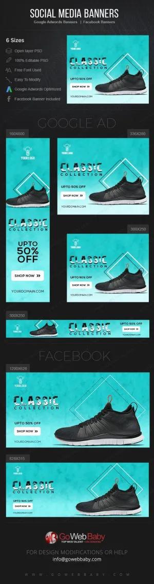 Google Adwords Display Banner with Facebook banners - Sneakers For Men