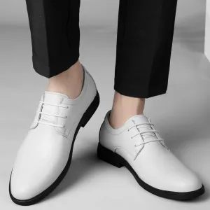 Hnzxzm White Leather Dress Shoes Men's Spring Autumn Breathable New Formal Business Derby Shoes Man Casual English Shoes for Men