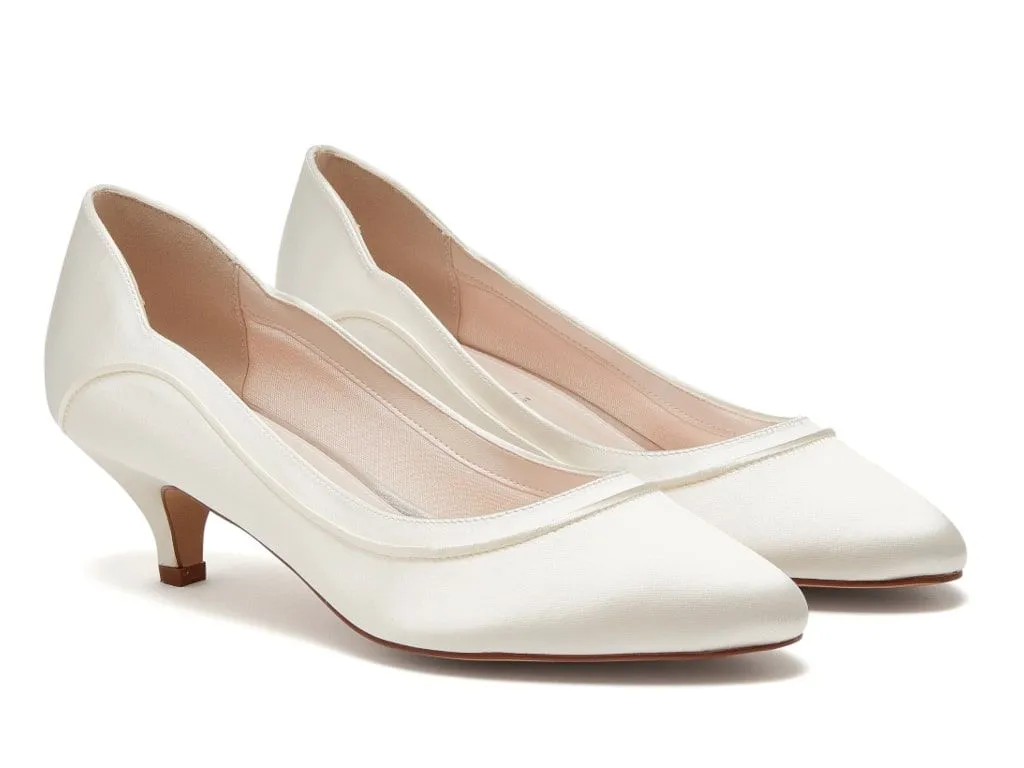 Hollie Ivory Satin Kitten Heel | Rainbow Club Shoes