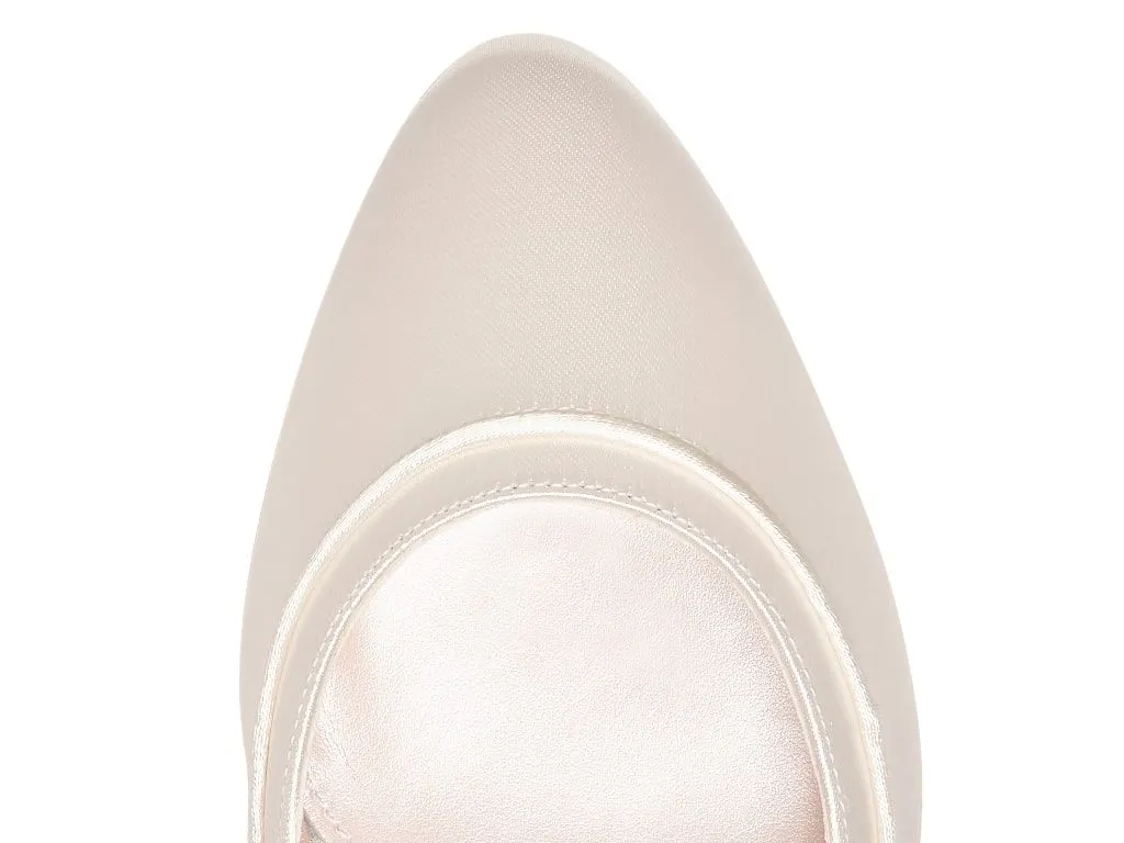 Hollie Ivory Satin Kitten Heel | Rainbow Club Shoes