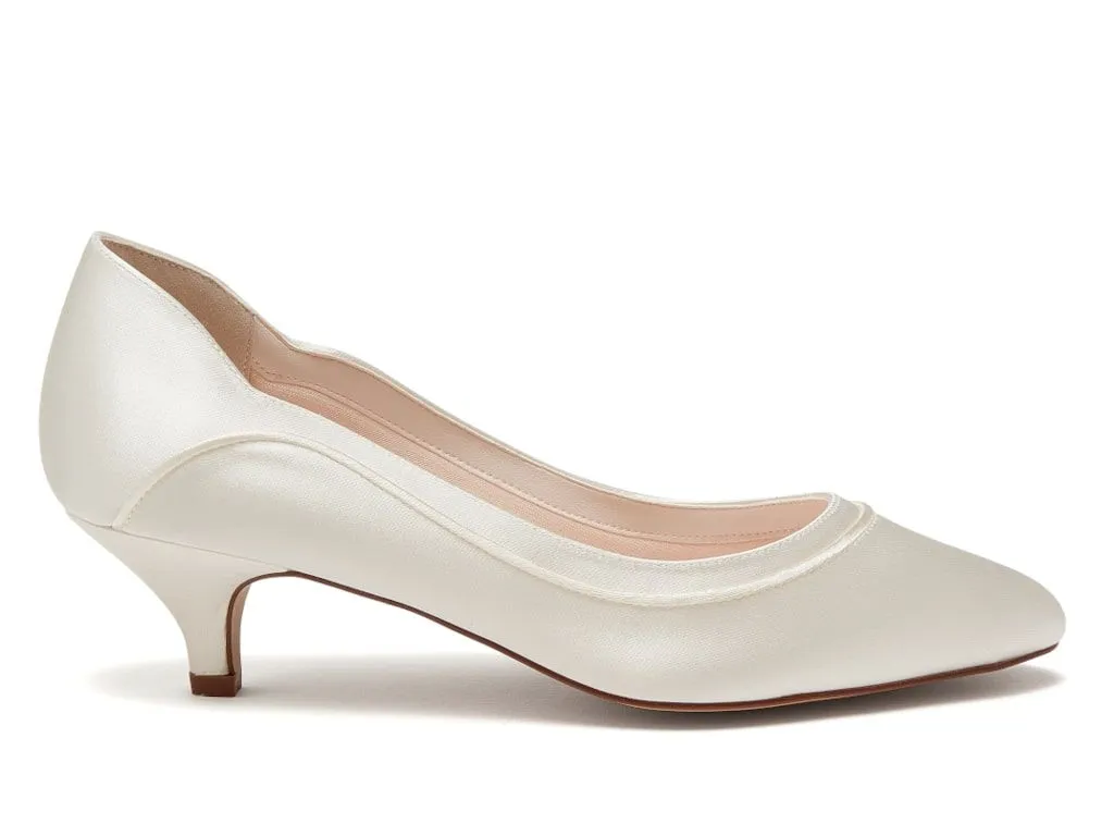 Hollie Ivory Satin Kitten Heel | Rainbow Club Shoes