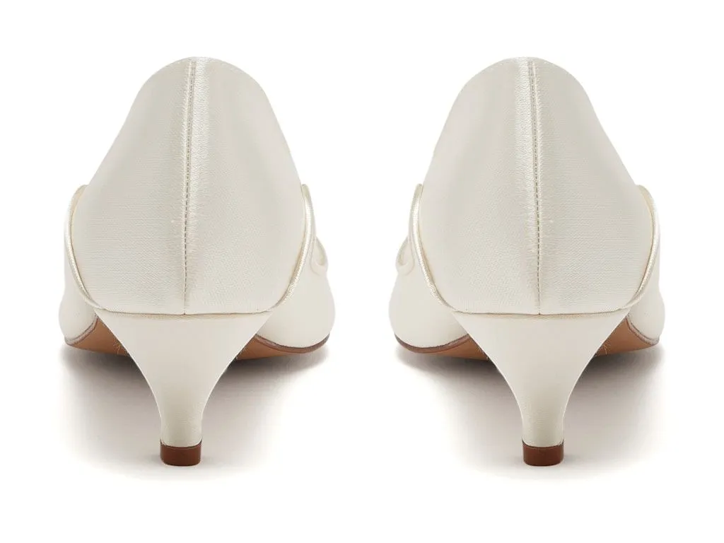 Hollie Ivory Satin Kitten Heel | Rainbow Club Shoes