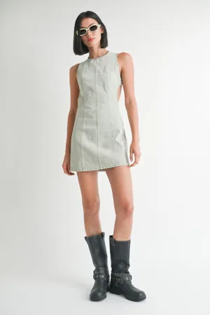 Hot Girl Cloud Nine Open Back Denim Mini Dress In Light Grey