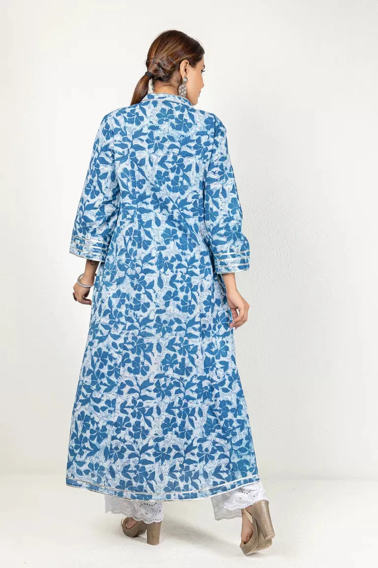 Indigo Blue Hand Block Dabu Print Kurta