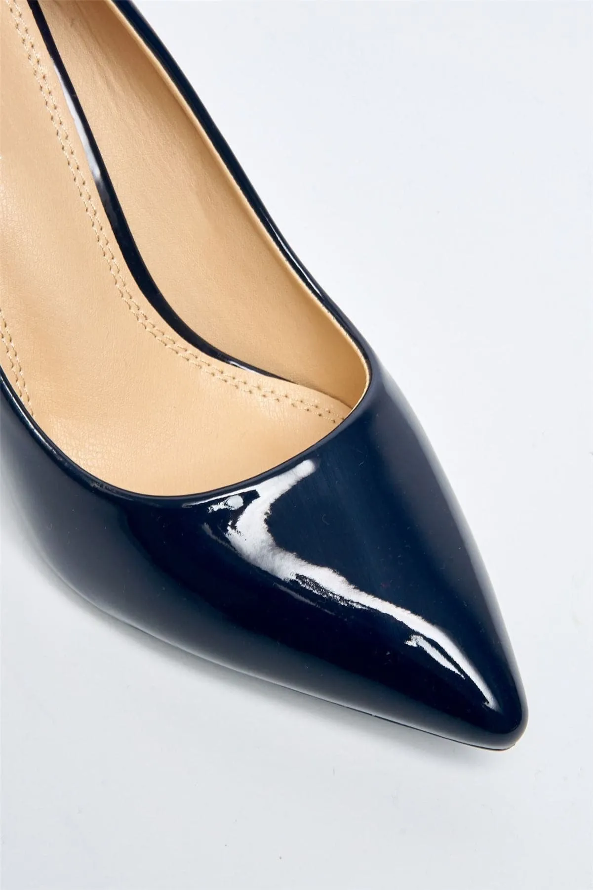 Ingrid Pointed Toe Court Heels in Navy Patent