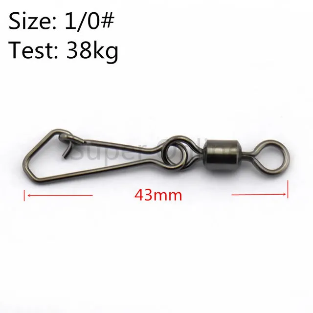 JOSHNESE 50PCS Stainless Steel Swivels Fishing MS QL Interlock Rolling Swivel With Hooked Snap Fish Hook Connector