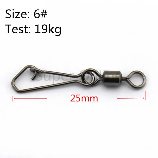 JOSHNESE 50PCS Stainless Steel Swivels Fishing MS QL Interlock Rolling Swivel With Hooked Snap Fish Hook Connector