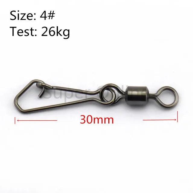 JOSHNESE 50PCS Stainless Steel Swivels Fishing MS QL Interlock Rolling Swivel With Hooked Snap Fish Hook Connector