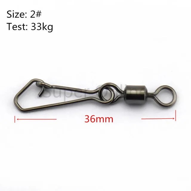 JOSHNESE 50PCS Stainless Steel Swivels Fishing MS QL Interlock Rolling Swivel With Hooked Snap Fish Hook Connector