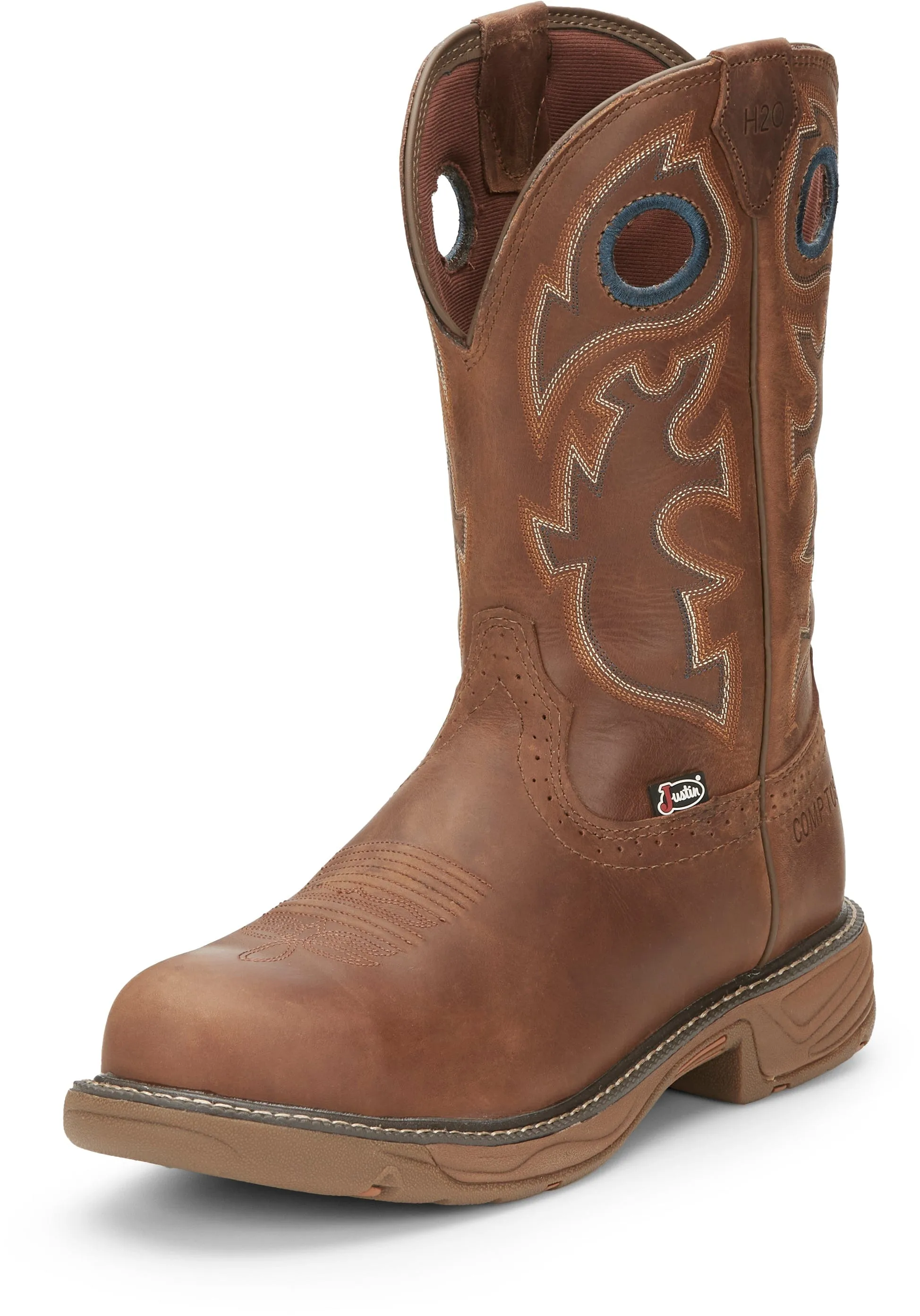 Justin Men's Stampede Rush Barley Brown Waterproof Nano Composite Toe Work Boots SE4334