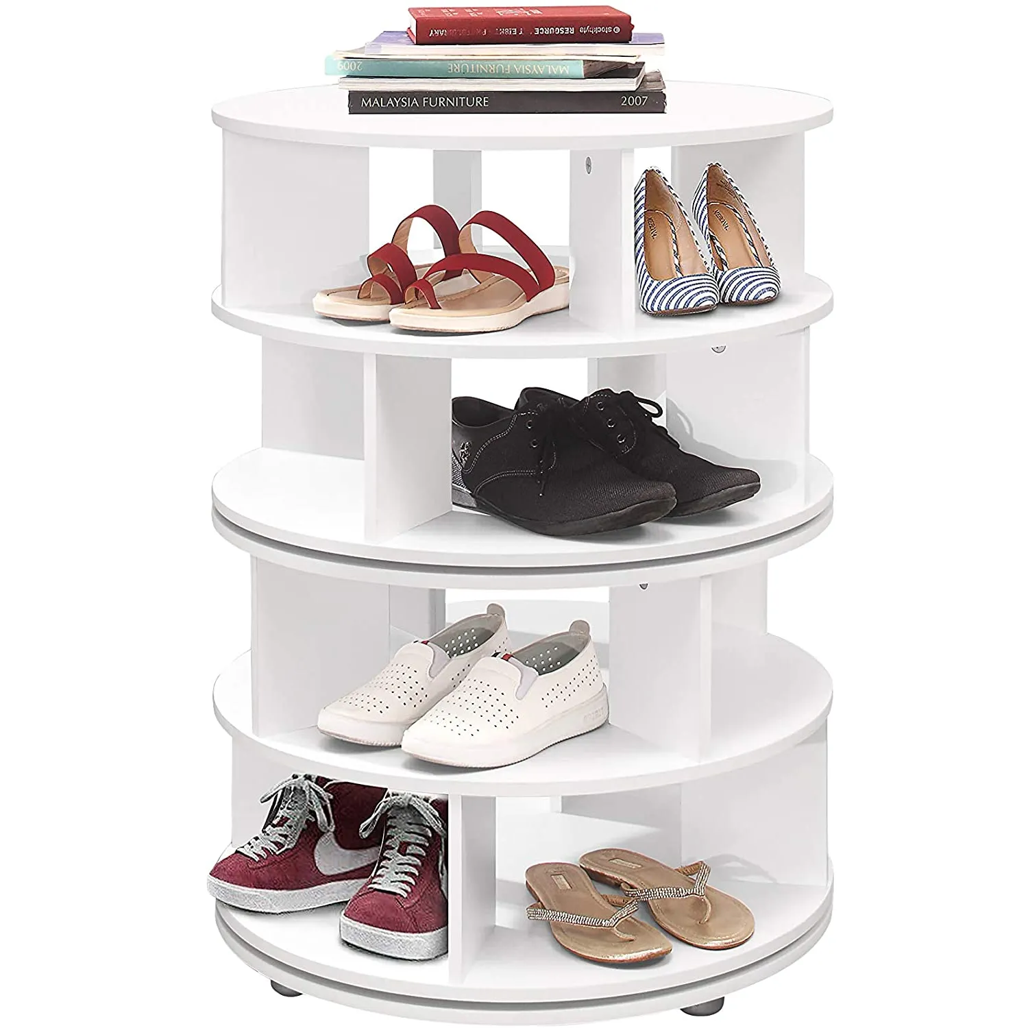 Kings Brand Furniture 4-Tier Revolving Lazy Susan Shoe Rack Storage Organizer