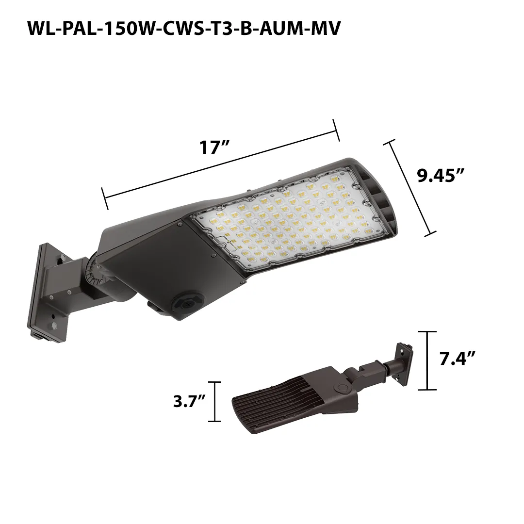 LED Premium Area/Parking Lot Light, 20,400 Lumen Max, Wattage and CCT Selectable, Includes T3, T4, T5 Optics, 120-277V