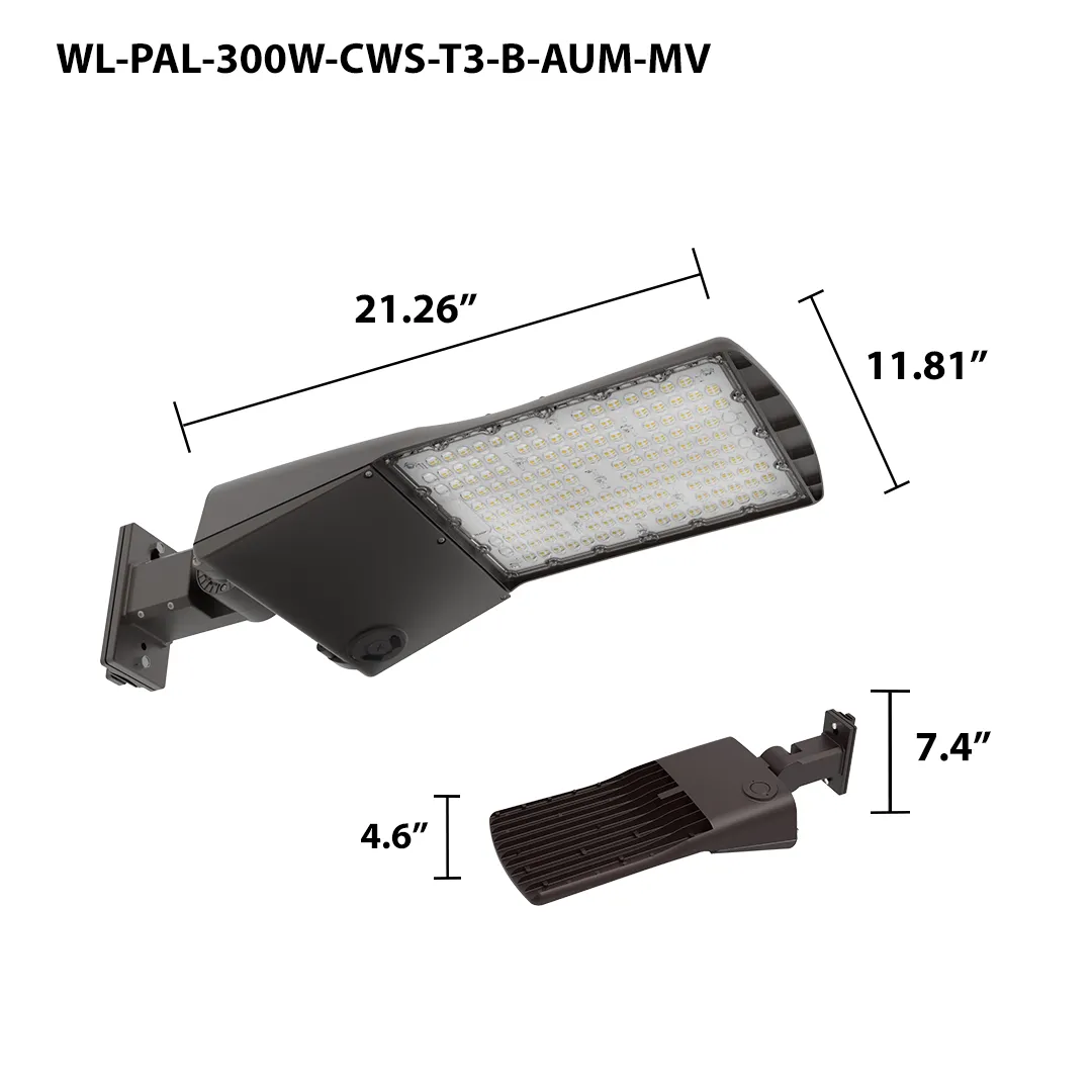 LED Premium Area/Parking Lot Light, 40,800 Lumen Max, Wattage and CCT Selectable, T3, T4, T5 Optics, 120-277V