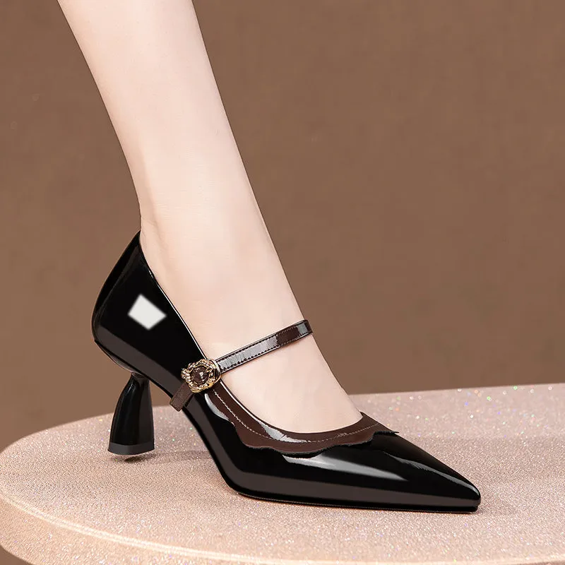 Luxury Exotic Leather Pointed Toe Slingback Heels