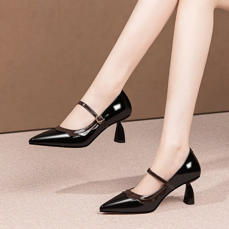 Luxury Exotic Leather Pointed Toe Slingback Heels