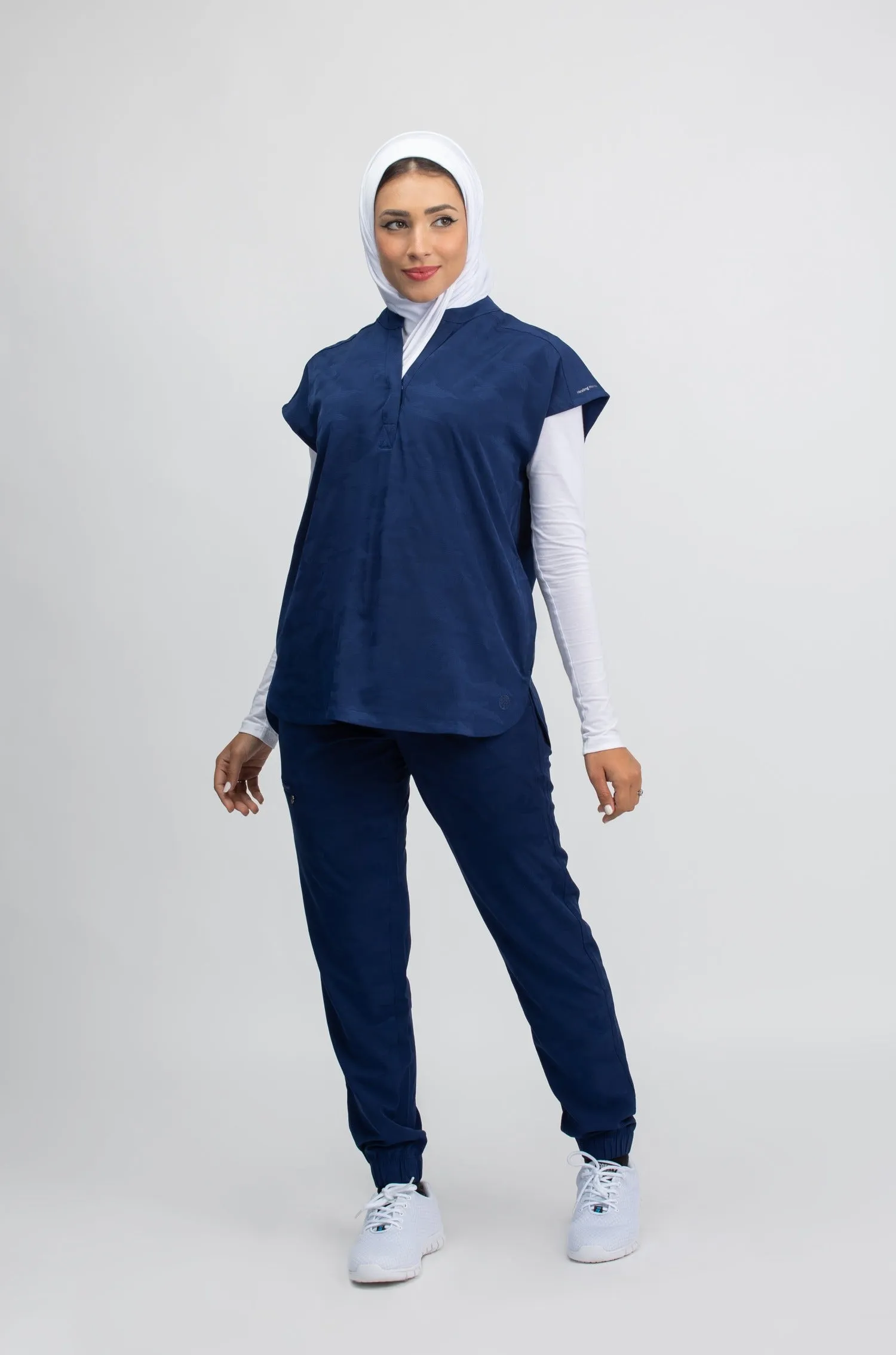 Mandarin Collar Boxy Jogger Scrub Set