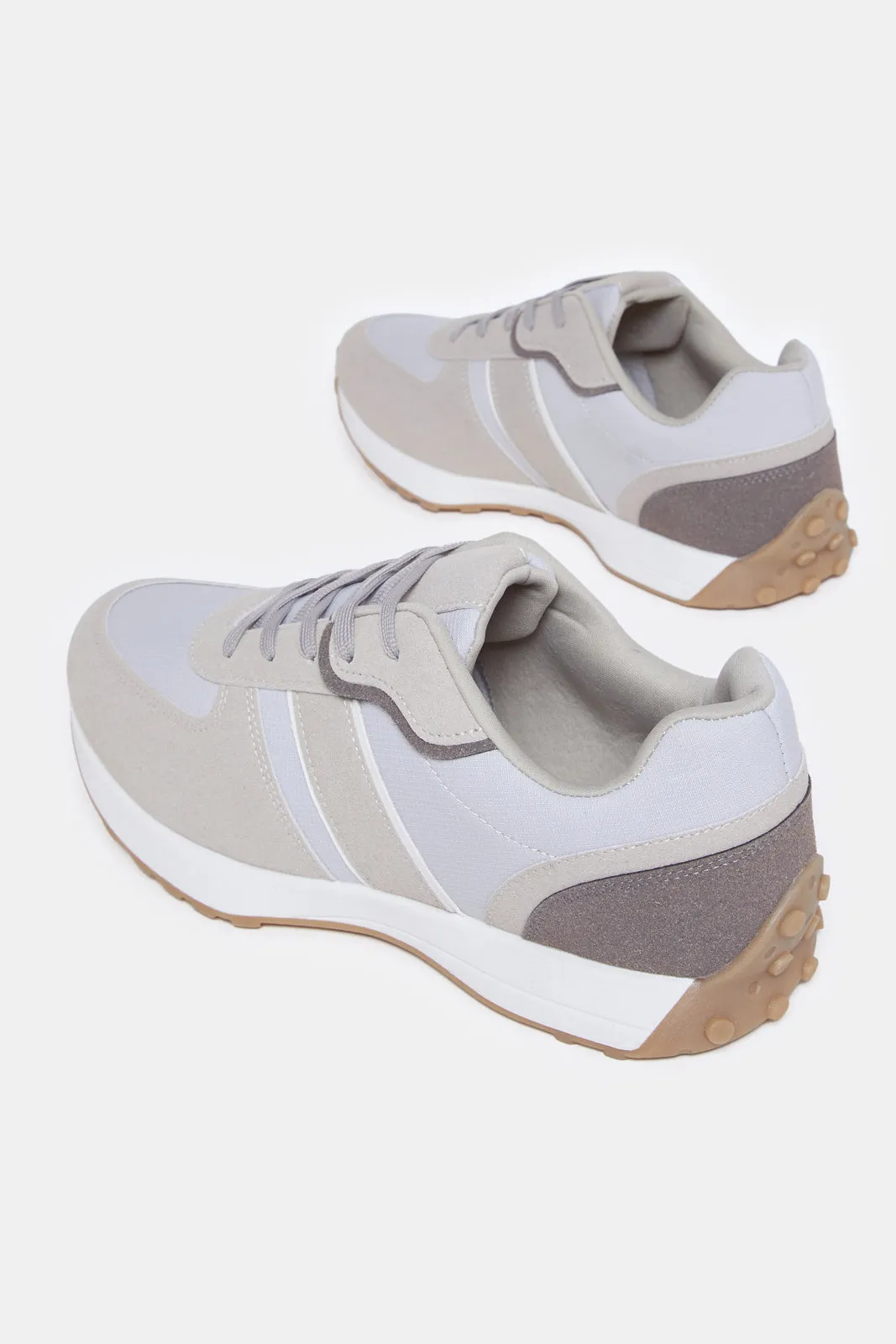 Men Grey Material Block Sneakers