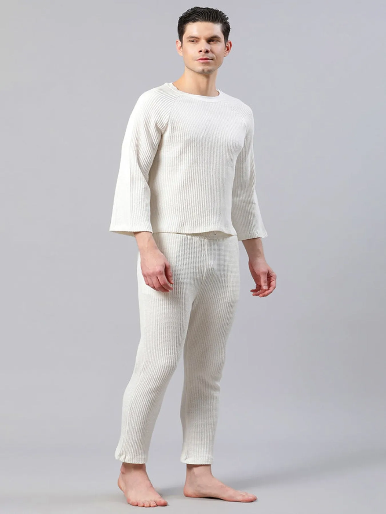 Men Solid White Regular Fit Loungewear