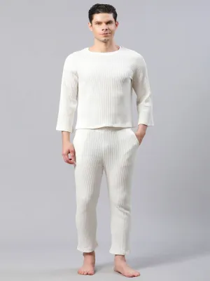 Men Solid White Regular Fit Loungewear