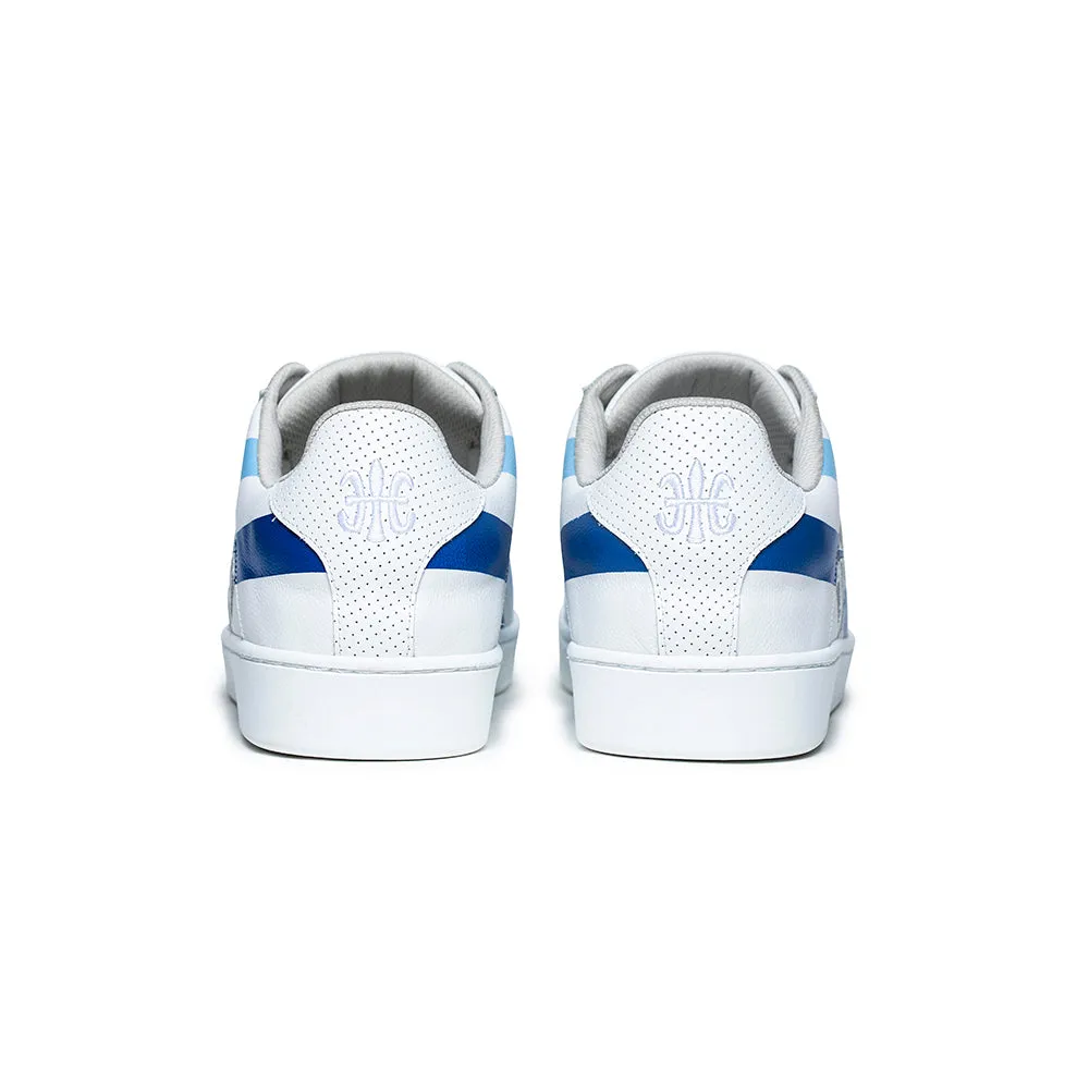 Men's Icon Cross White Blue Leather Sneakers 02901-055