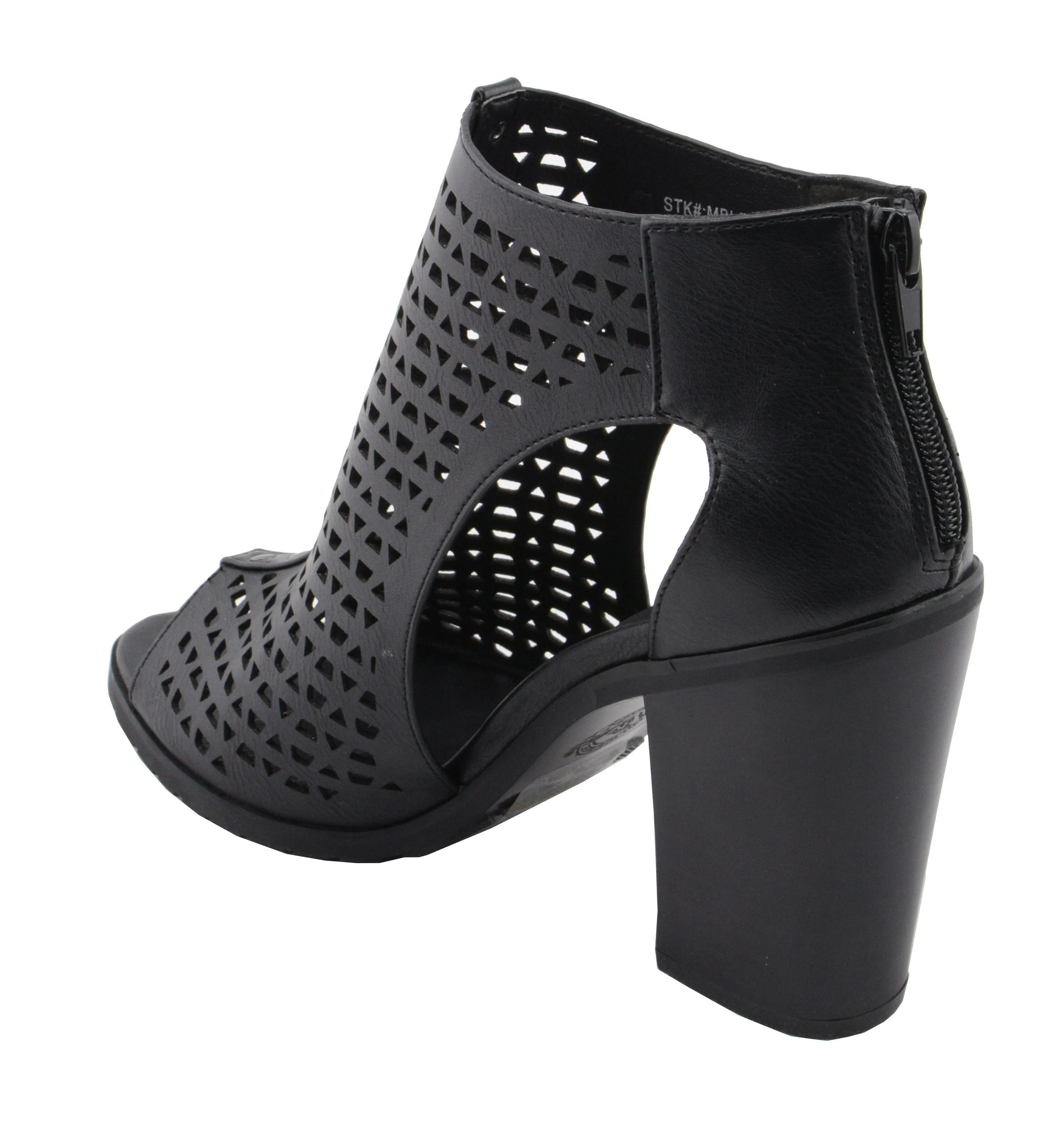 Milwaukee Leather MBL9453 Women's Black Mesh Open Toe Platform Heeled Sandals with Buckle Strap