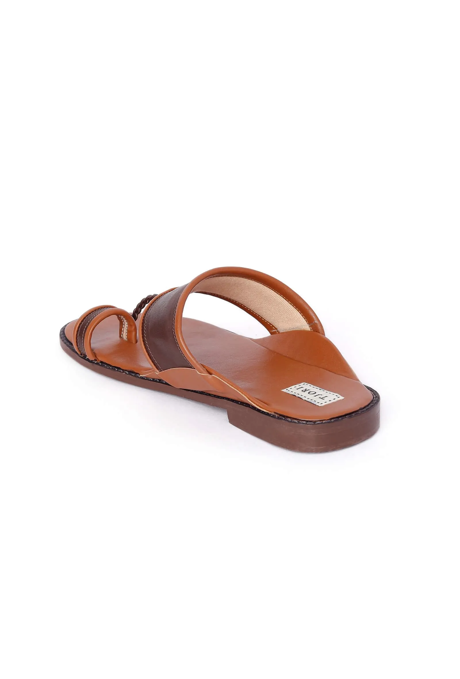 Mocha Contrast Handcrafted Cruelty-Free Leather Kolhapuri Inspired Chappals