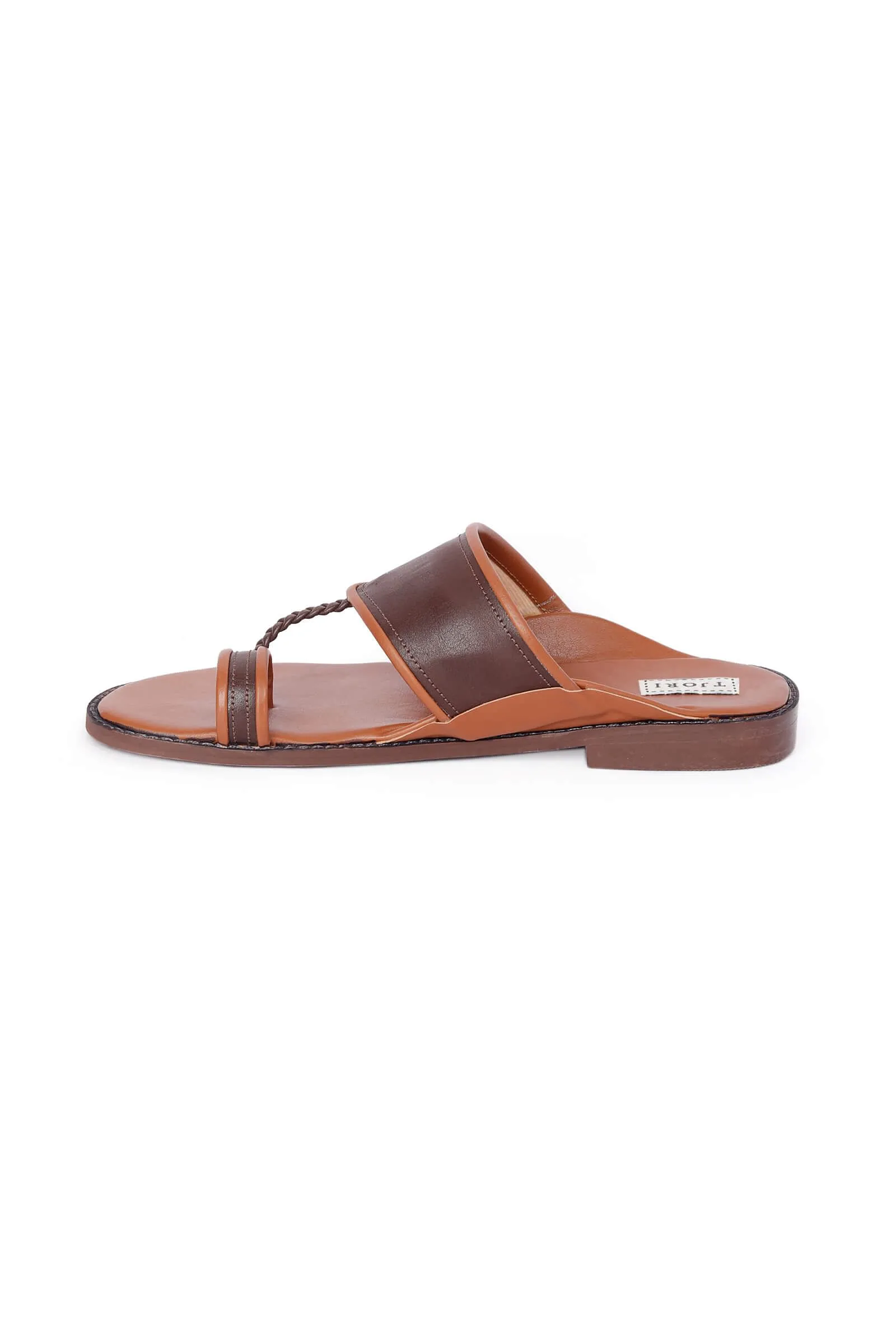 Mocha Contrast Handcrafted Cruelty-Free Leather Kolhapuri Inspired Chappals