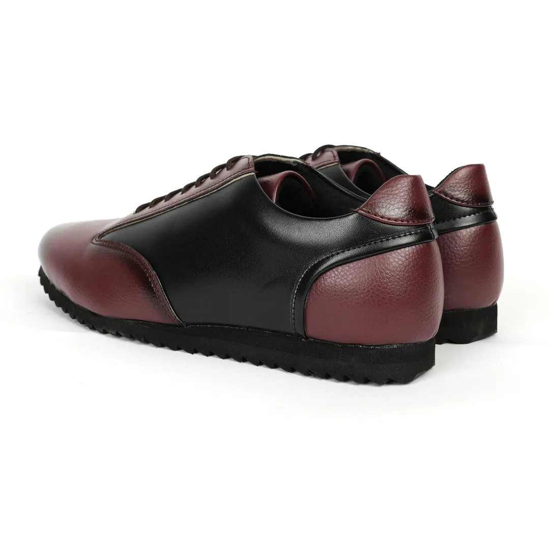 Monkstory Dual Colour Smart Sneakers - Burgundy & Black