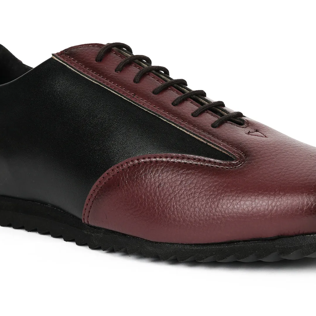 Monkstory Dual Colour Smart Sneakers - Burgundy & Black