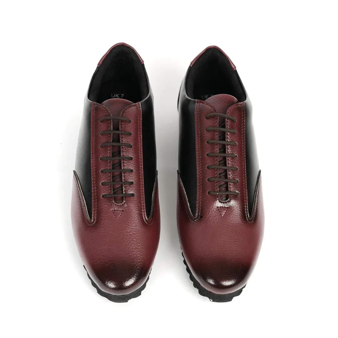 Monkstory Dual Colour Smart Sneakers - Burgundy & Black