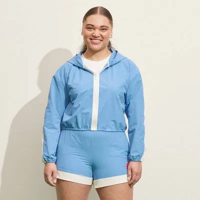 New - Prince Pickleball Women's Woven Zip-Front Hooded Jacket - Light Blue XS