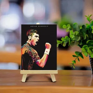 Novak Djokovic Wooden Print With Easel Stand