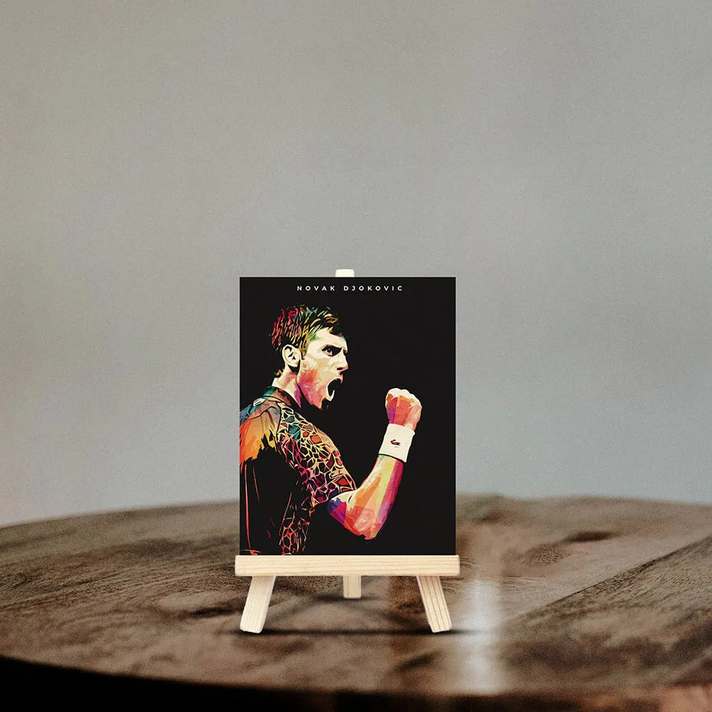 Novak Djokovic Wooden Print With Easel Stand