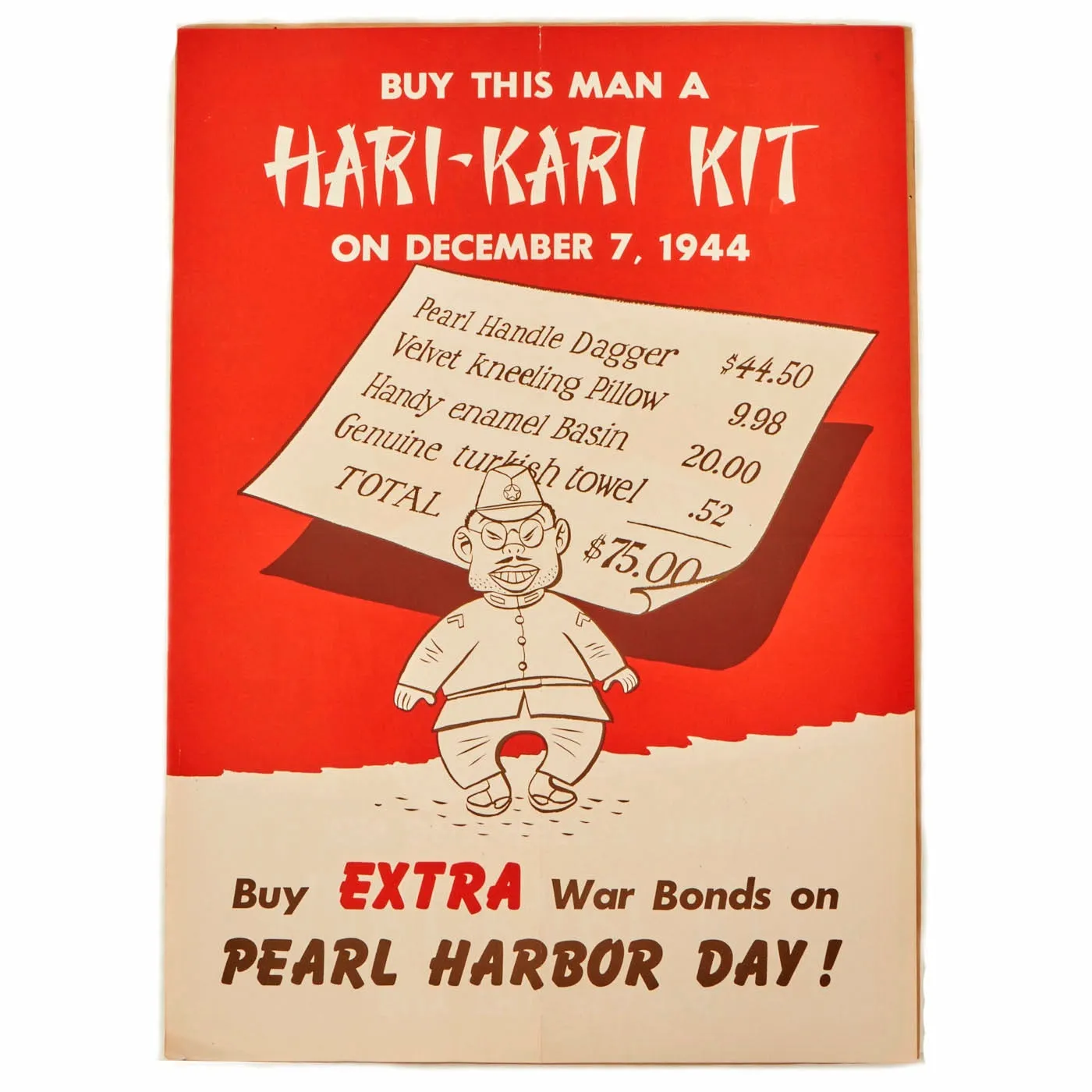 Original U.S. WWII War Bonds Poster - Pearl Harbor Day 1944 - Hari-Kari Kit Poster