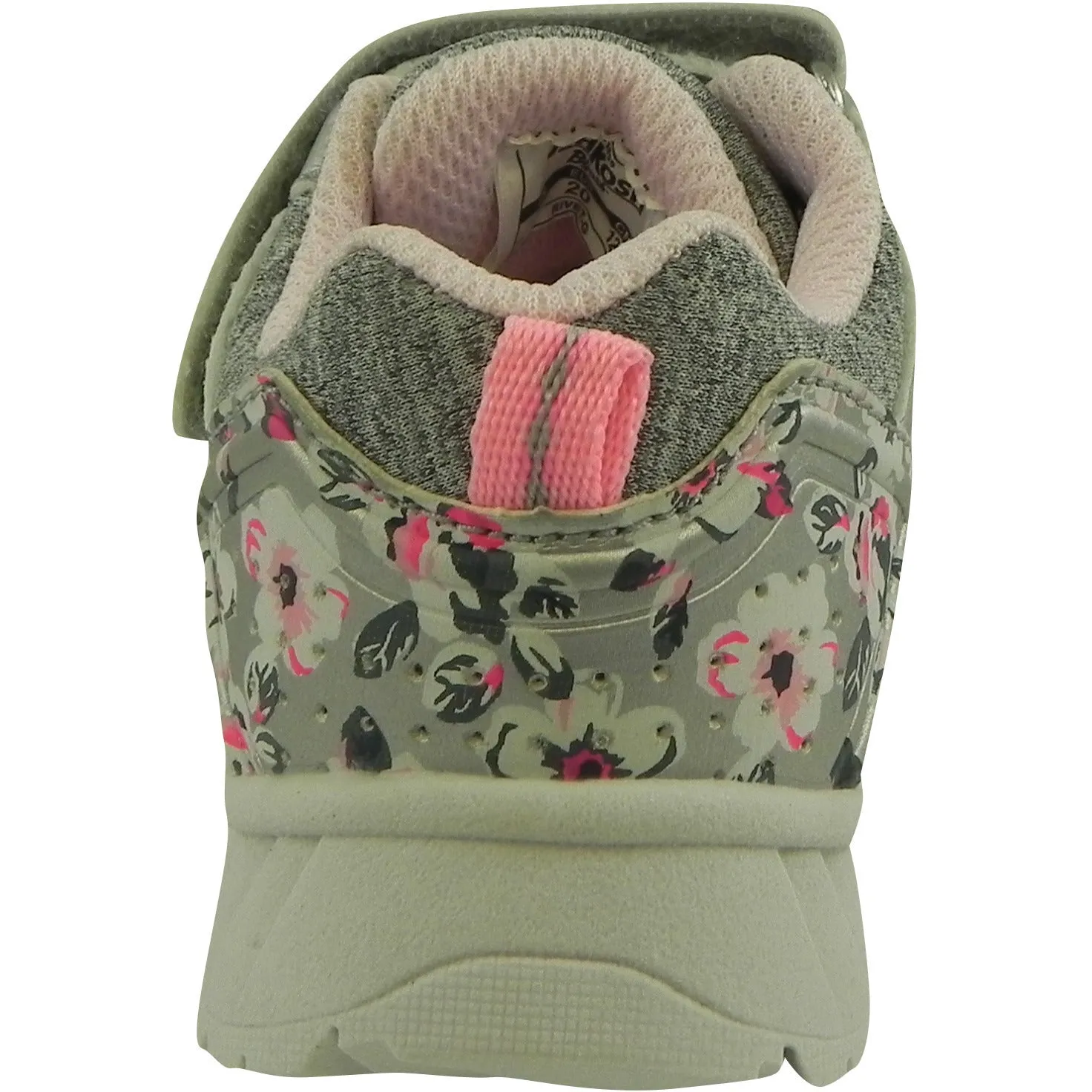 OshKosh Girl's Rivet Design Slip On Hook and Loop Sneaker Light Grey/Pink