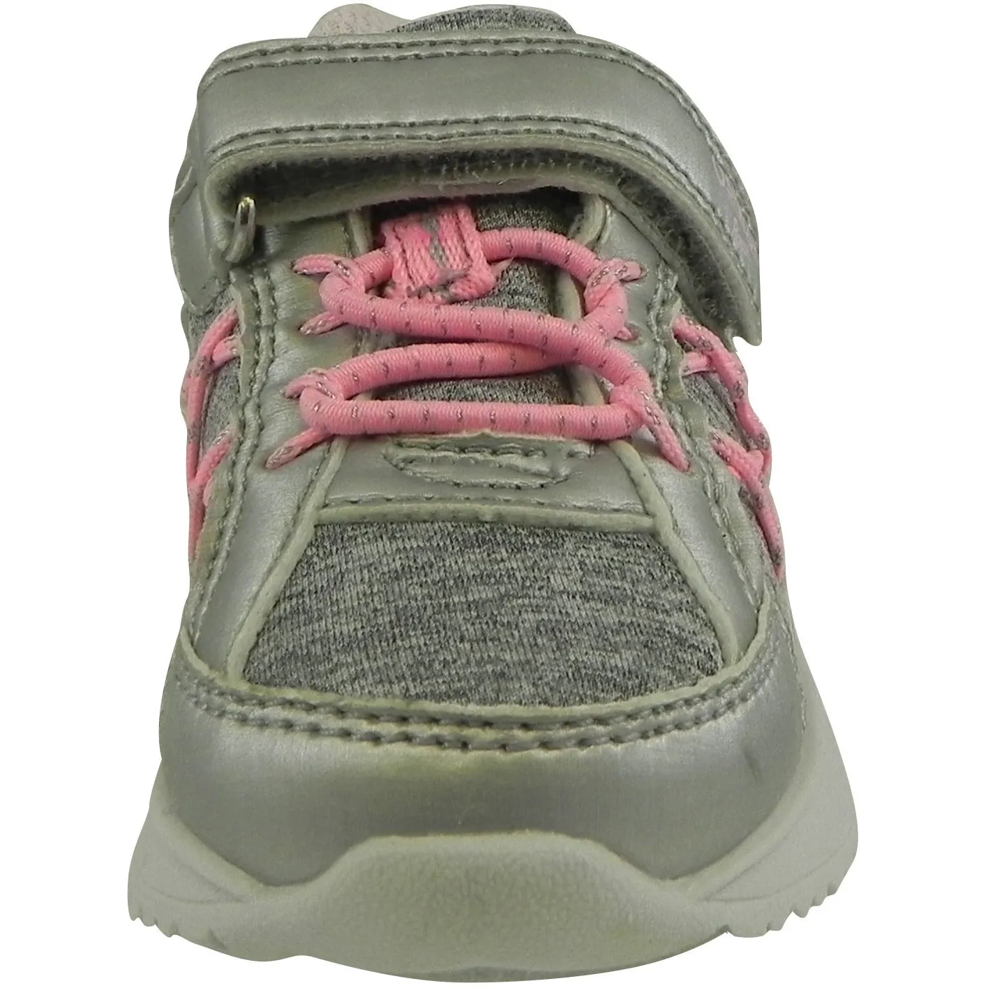 OshKosh Girl's Rivet Design Slip On Hook and Loop Sneaker Light Grey/Pink