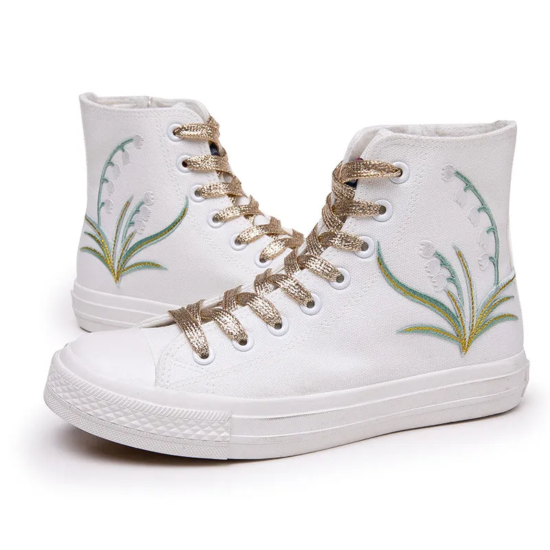 Owlkay Stylish Versatile High Top Canvas Shoes