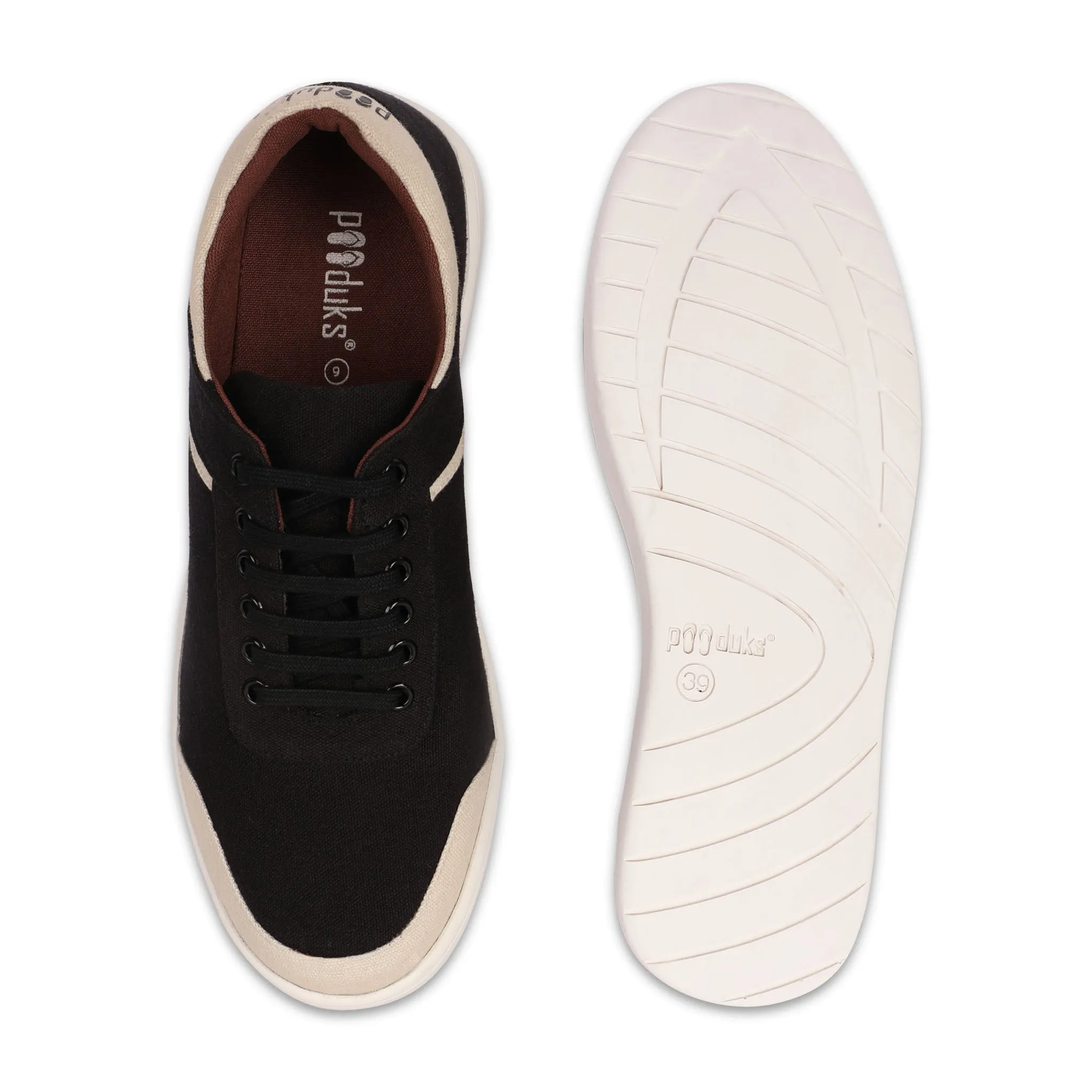 Paaduks Dan Eco-Sole Black and Beige Sneakers (Unisex)