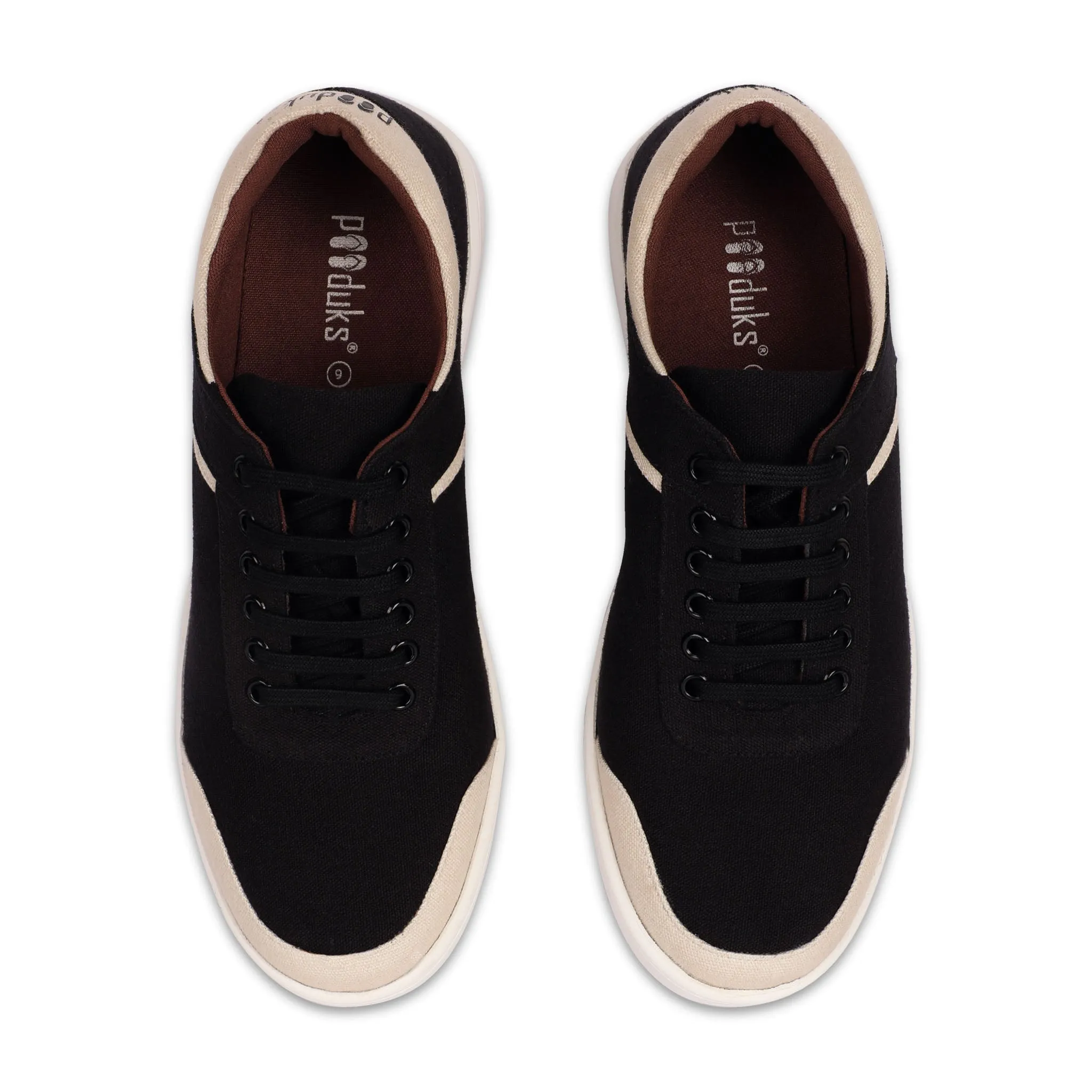 Paaduks Dan Eco-Sole Black and Beige Sneakers (Unisex)